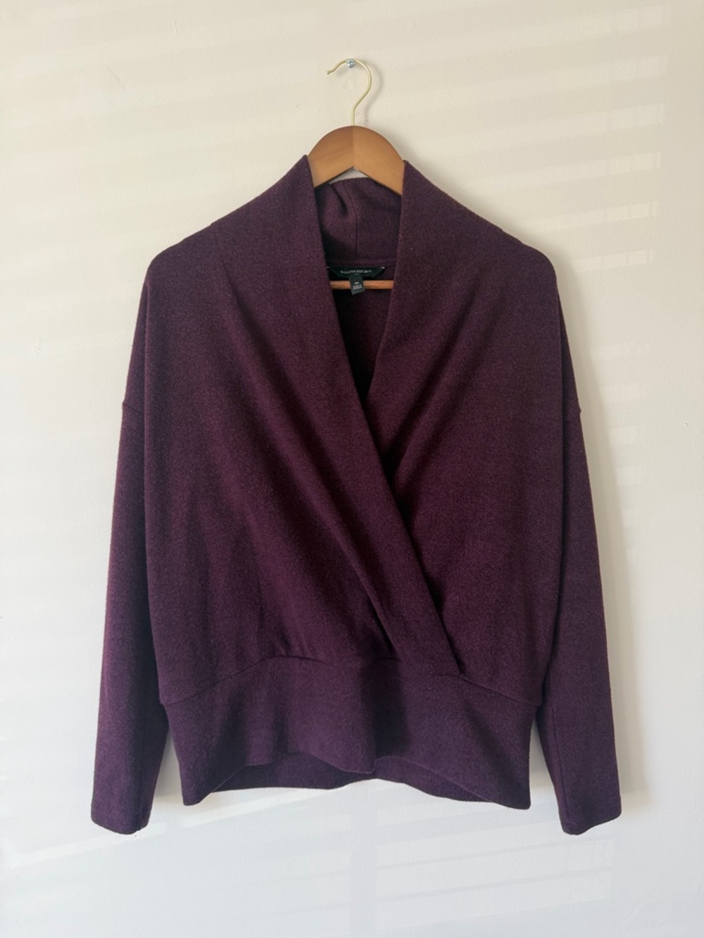 Banana Republic NWOT Women's Shawl Collar Wrap Sweater - Plum Purple Medium